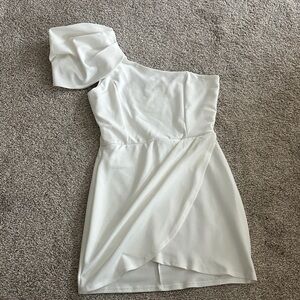 Blue Blush White One-Shoulder Dress